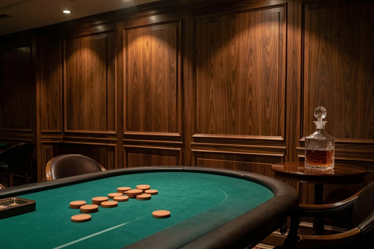 Atmosphère confidentielle du salon de poker de Lanor Hall à Paris
