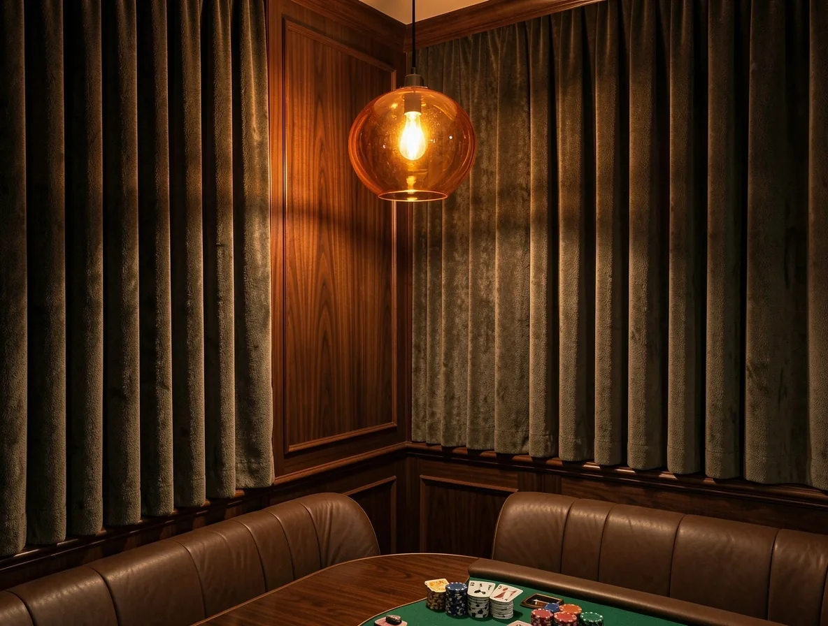 Table de poker artisanale et jetons chez Lanor Hall